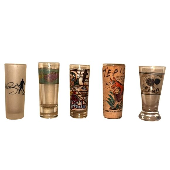 Other - Set Of 5 Collectible Shot Glasses With Unique Designs Featuring Reno Tepic